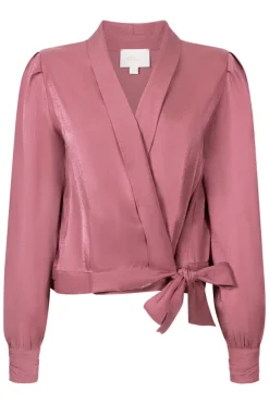 Dames blouse lange mouw rose