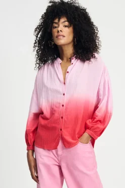 Dames blouse lange mouw rood