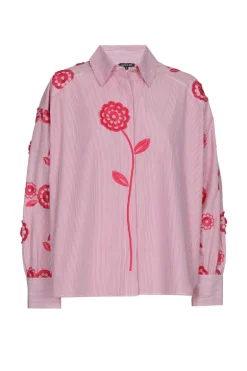 Dames blouse lange mouw rose
