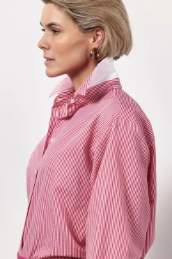 Dames blouse lange mouw rose
