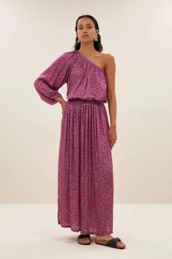 Dames blouse lange mouw rose
