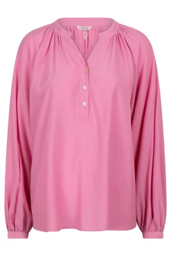 Dames blouse lange mouw rose