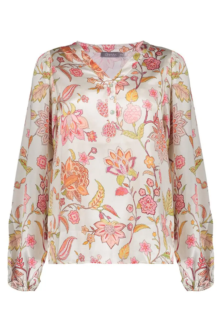 Dames blouse lange mouw rose