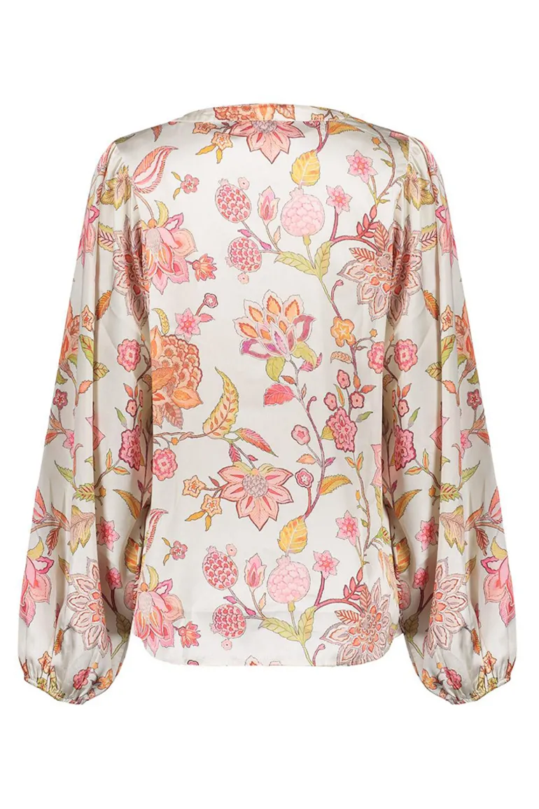 Dames blouse lange mouw rose