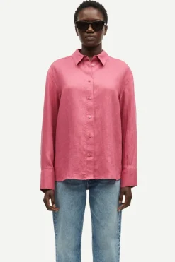 Dames blouse lange mouw rose
