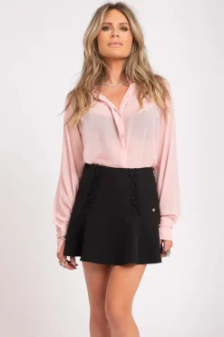 Dames blouse lange mouw rose