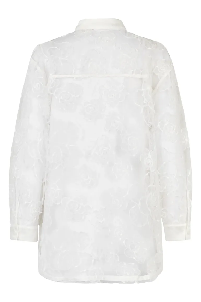 Dames blouse lange mouw wit