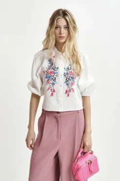 Dames blouse lange mouw wit