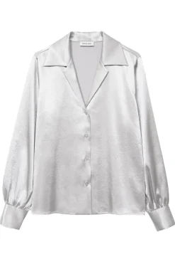 Dames blouse lange mouw zilver