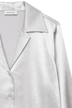 Dames blouse lange mouw zilver