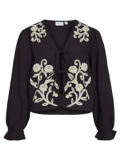 Dames blouse lange mouw zwart