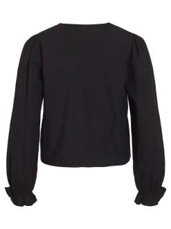 Dames blouse lange mouw zwart