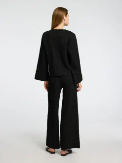 Dames blouse lange mouw zwart