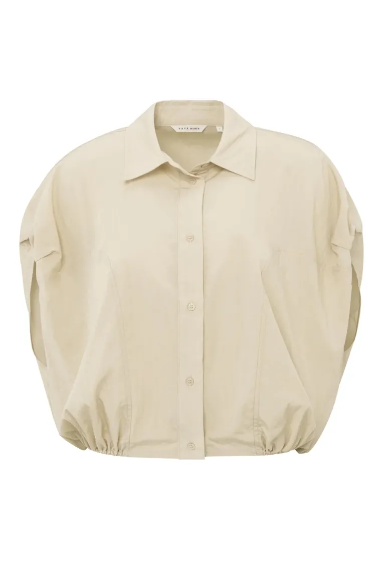 Dames blouse mouwloos bruin