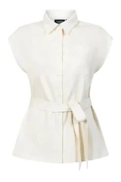Dames blouse mouwloos ecru