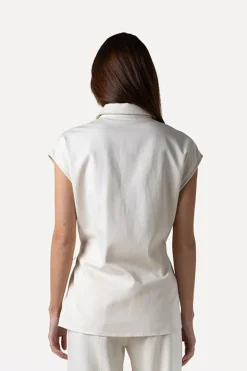 Dames blouse mouwloos ecru