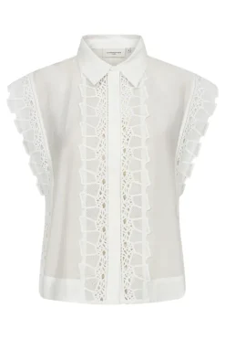 Dames blouse mouwloos ecru