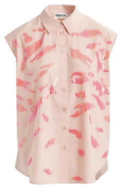 Dames blouse mouwloos rose