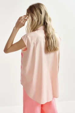 Dames blouse mouwloos rose