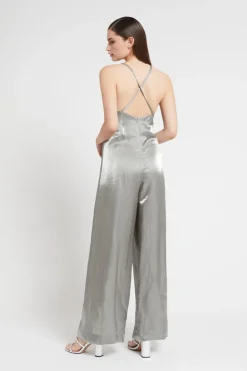 Dames jumpsuit/tuinbroek grijs