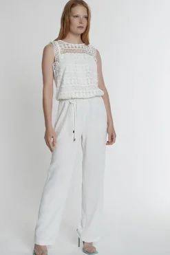 Dames jumpsuit/tuinbroek wit