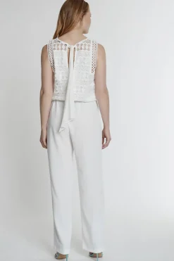 Dames jumpsuit/tuinbroek wit