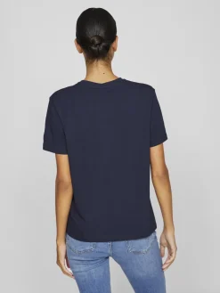Dames t-shirt korte mouw blauw