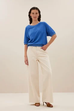 Dames t-shirt korte mouw blauw