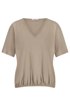 Dames t-shirt korte mouw bruin