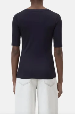 Dames t-shirt korte mouw blauw