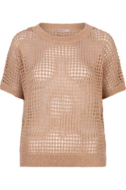 Dames t-shirt korte mouw bruin