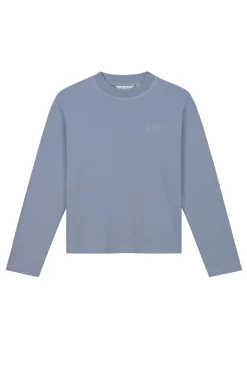 Dames t-shirt lange mouw blauw