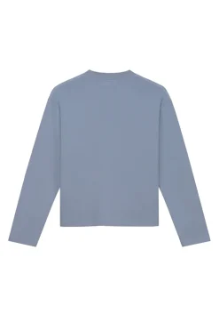 Dames t-shirt lange mouw blauw