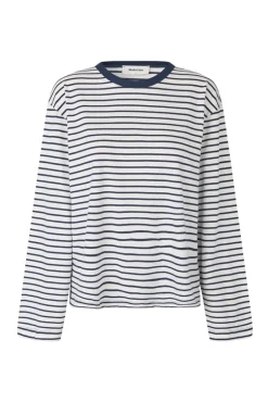 Dames t-shirt lange mouw blauw
