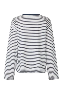 Dames t-shirt lange mouw blauw