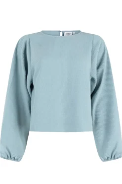 Dames t-shirt lange mouw blauw