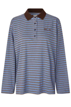 Dames t-shirt lange mouw blauw