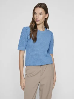 Dames t-shirt lange mouw blauw