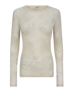 Dames t-shirt lange mouw ecru