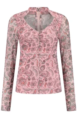 Dames t-shirt lange mouw rose