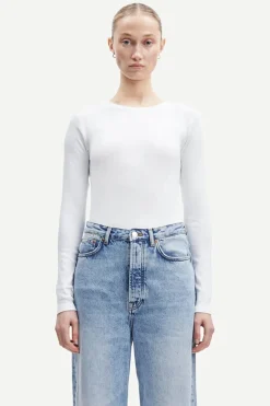 Dames t-shirt lange mouw wit