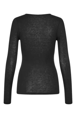 Dames t-shirt lange mouw zwart