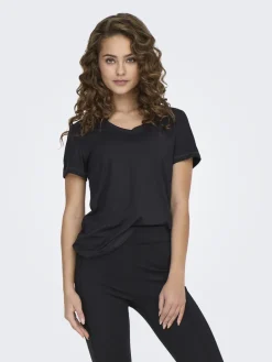 Fitness dames t-shirt km blauw