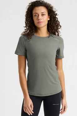 Fitness dames t-shirt km groen