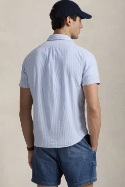Heren overhemd km casual blauw