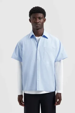 Heren overhemd km casual blauw