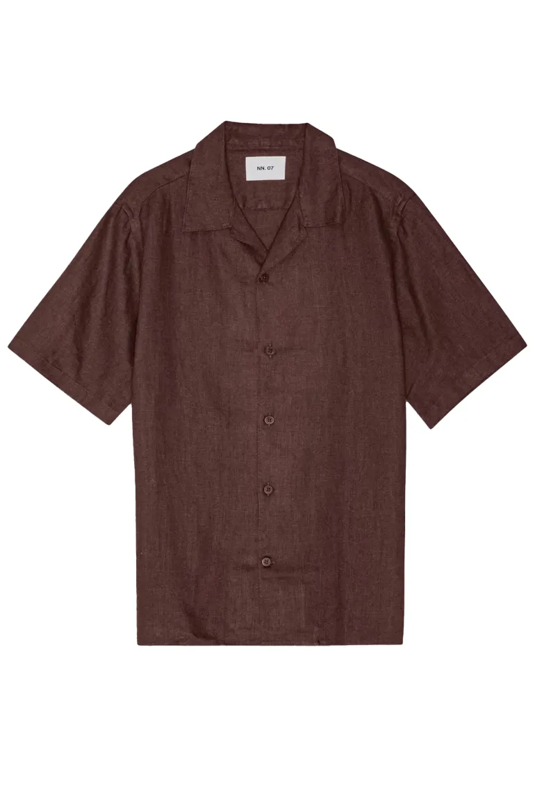 Heren overhemd km casual bruin