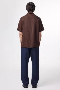 Heren overhemd km casual bruin