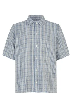 Heren overhemd km casual blauw