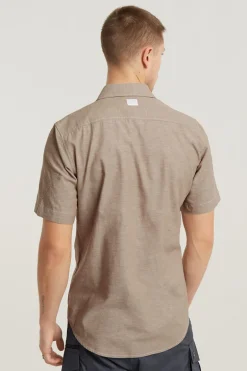 Heren overhemd km casual bruin
